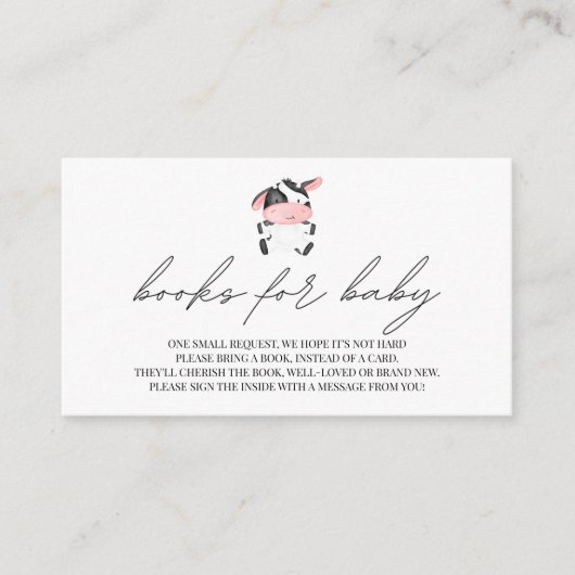 Carte D'accompagnement Livres pour bébé vache rose rustique pays occident (Devant)