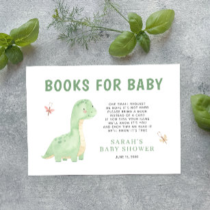 Carte D'accompagnement Livres pour bébé vert aquarelle Dinosaur Douche