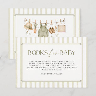 Carte D'accompagnement Livres pour bébé vert Cadeau de Baby Shower fait l