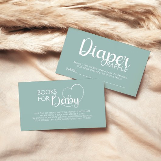 Carte D'accompagnement Livres pour bébé vert minimal script cœur 