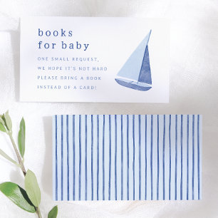 Carte D'accompagnement Livres pour bébé Voilier italien bleu Baby Shower
