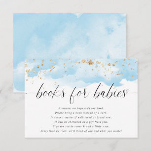 Carte D'accompagnement Livres pour bébés jumeaux garçons aquarelle bleu o