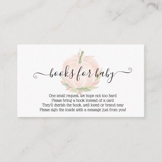 Carte D'accompagnement Livres pour Citrouille blanc d'automne pour bébé a (Devant)