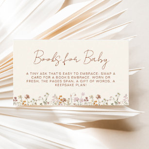 Carte D'accompagnement Livres pour Fleur sauvage bébé Baby shower en terr