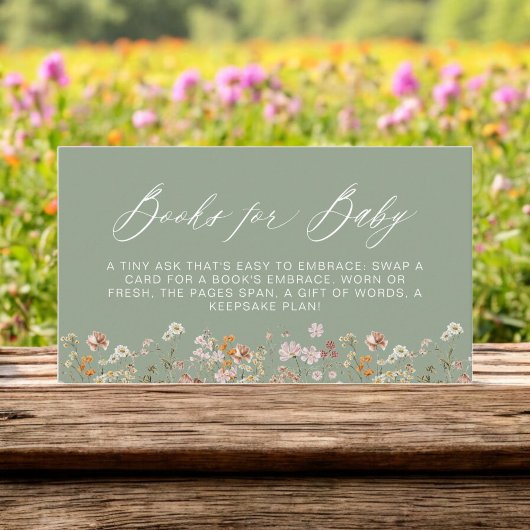Carte D'accompagnement Livres pour Fleur sauvage bébé Sage Baby shower v