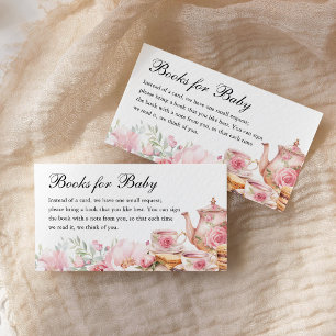 Carte D'accompagnement Livres pour la Baby Shower Tea Party de bébé