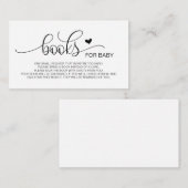 Carte D'accompagnement Livres pour le bébé, Lettré à la main noir Script (Devant / Derrière)