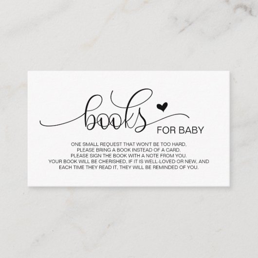 Carte D'accompagnement Livres pour le bébé, Lettré à la main noir Script (Devant)