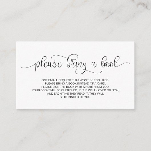 Carte D'accompagnement Livres pour le bébé, Lettré à la main noir Script (Devant)