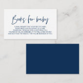 Carte D'accompagnement Livres pour le bébé, Moderne Minimal Navy bleu (Devant / Derrière)