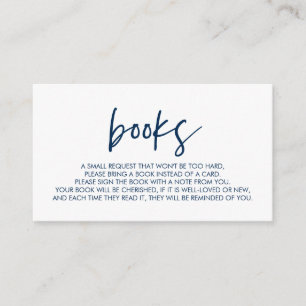 Carte D'accompagnement Livres pour le bébé, Moderne Minimal Navy bleu