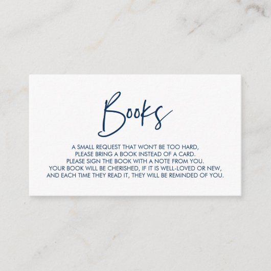 Carte D'accompagnement Livres pour le bébé, Moderne Minimal Navy bleu (Devant)