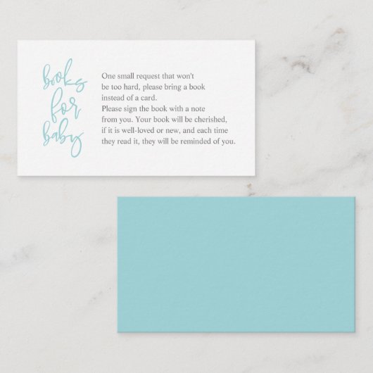 Carte D'accompagnement Livres pour le bébé, Script créatif tiffany gris (Devant / Derrière)