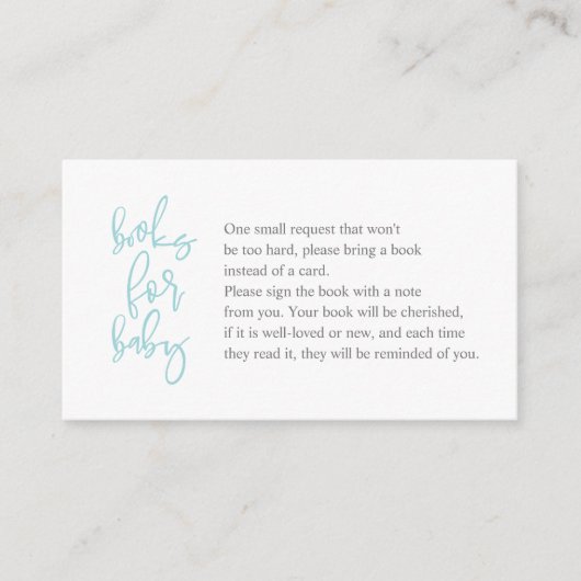 Carte D'accompagnement Livres pour le bébé, Script créatif tiffany gris (Devant)