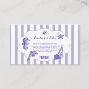 Carte D'accompagnement Livres rayés bleu côtier pour Baby Shower 