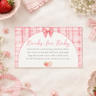 Carte D'accompagnement Livres Rose à Arc Bow pour Bébé aux Fruits Rouges