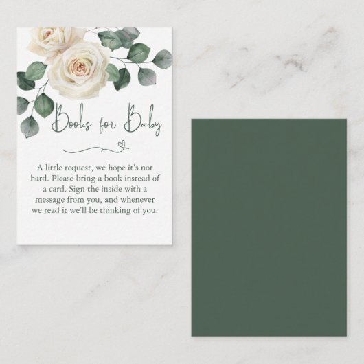 Carte D'accompagnement Livres Rose Blanc et Vert Pour Bébé (Devant / Derrière)