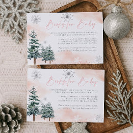 Carte D'accompagnement Livres Rose pour Bébé sur le Thème de l'Hiver Merv
