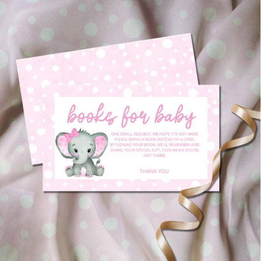 Carte D'accompagnement Livres roses adorables Elephant pour bébé