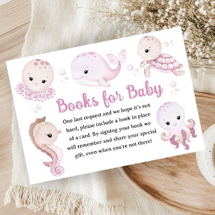 Carte D'accompagnement Livres roses pour bébé fille Baby Shower Océan