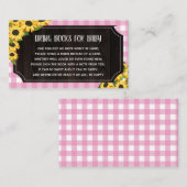 Carte D'accompagnement Livres Rustic Pink En vichy & Sunflower Pour Bébé (Devant / Derrière)