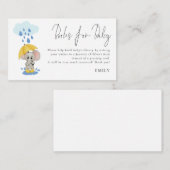 Carte D'accompagnement Livres Script Elephant Umbrella Pour Baby shower (Devant / Derrière)