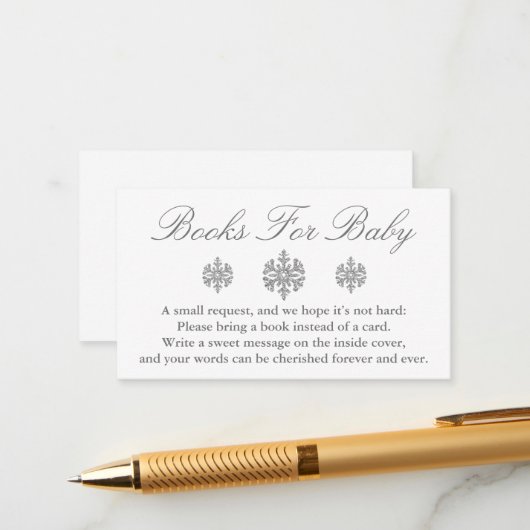Carte D'accompagnement Livres Silver Snowflake Pour Baby Card (Devant/Arrière en situation)