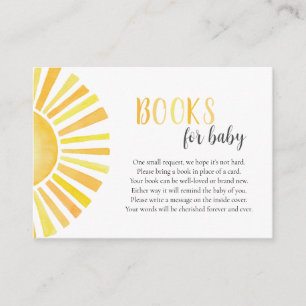 Carte D'accompagnement Livres solaires pour bébé, Baby shower soleil