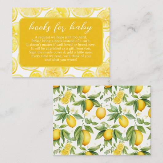 Carte D'accompagnement Livres Summer Yellow Lemon Pour Bébé (Devant / Derrière)