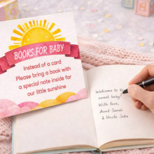 Carte D'accompagnement Livres sur les nuages roses et jaunes minimaux pou