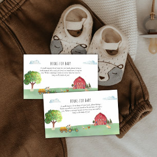 Carte D'accompagnement Livres sur tracteur de ferme rouge pour Baby Showe