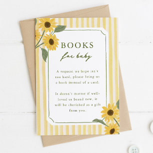 Carte D'accompagnement Livres Tournesols & Rayures Jaunes pour Bébé