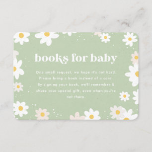 Carte D'accompagnement Livres Vert Sauge pour Bébé Marguerites