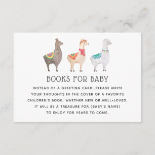 Carte D'accompagnement Llama Livres pour Bébé Demande de Bibliothèque p