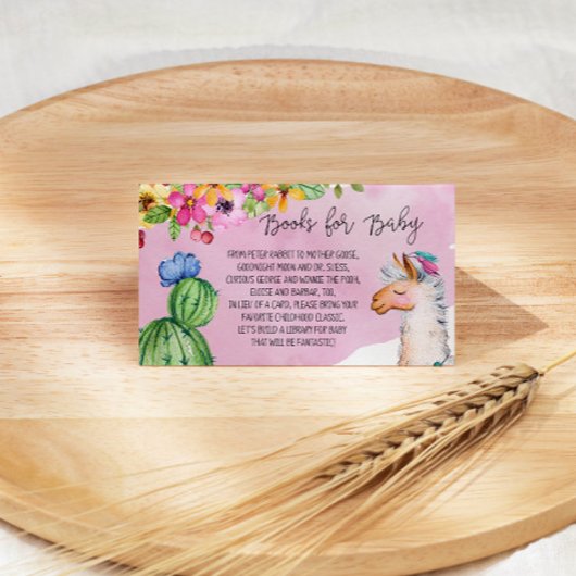 Carte D'accompagnement Llama rose et Cactus Livres pour bébé