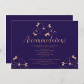 Carte D'accompagnement Logement en cuivre et bleu fleuri mariage (Devant / Derrière)