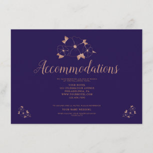 Carte D'accompagnement Logement en cuivre et bleu fleuri mariage