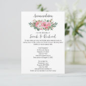 Carte D'accompagnement Logement Fleurs Rose Clair Mariage (Debout devant)