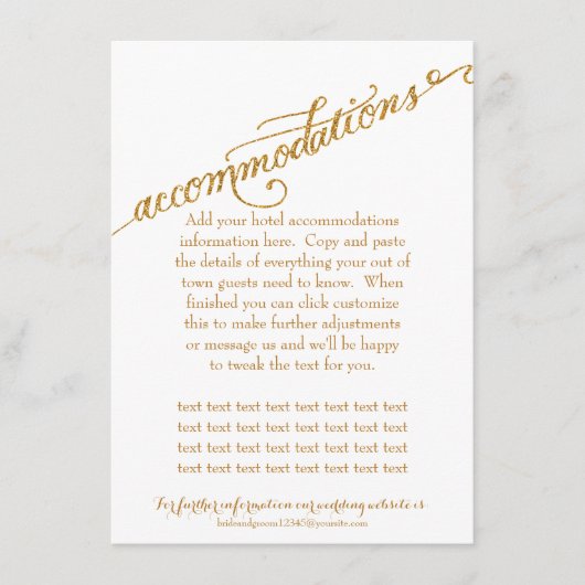 Carte D'accompagnement Logement Script Forever in Love Gold Parties scint (Devant)