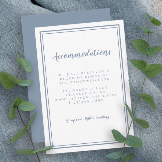 Carte D'accompagnement Logement Simple Dusty Blue Détail Mariage