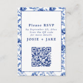 Carte D'accompagnement Logiciel Inspiré Blue Floral RSVP avec code qr (Devant)