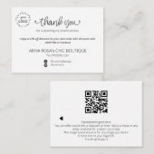 Carte D'accompagnement *~* Logo de marque de Merci simple minimal QR (Devant / Derrière)