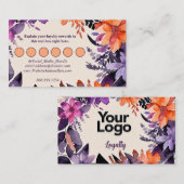 Carte D'accompagnement Logo floral orange violet enchanté (Devant / Derrière)