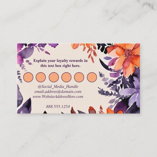 Carte D'accompagnement Logo floral orange violet enchanté (Devant)