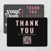 Carte D'accompagnement Logo modifiable Forfait de Merci gris rose rétro (Devant / Derrière)