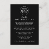 Carte D'accompagnement Logo noir chic - Instructions pour le soin du prod (Devant)