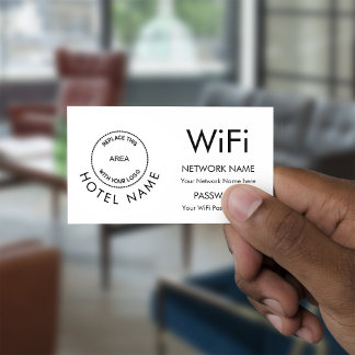 Carte D'accompagnement Logo WiFi Mot de passe Détails du réseau pour l'hô
