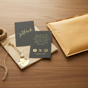Carte D'accompagnement Logos sociaux gris et or commande client