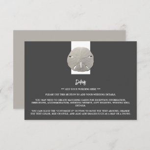 Carte D'accompagnement Lone Sand Dollar - Charcoal Grey - Mariage Detail