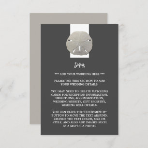 Carte D'accompagnement Lone Sand Dollar - Charcoal Grey - Mariage Detail